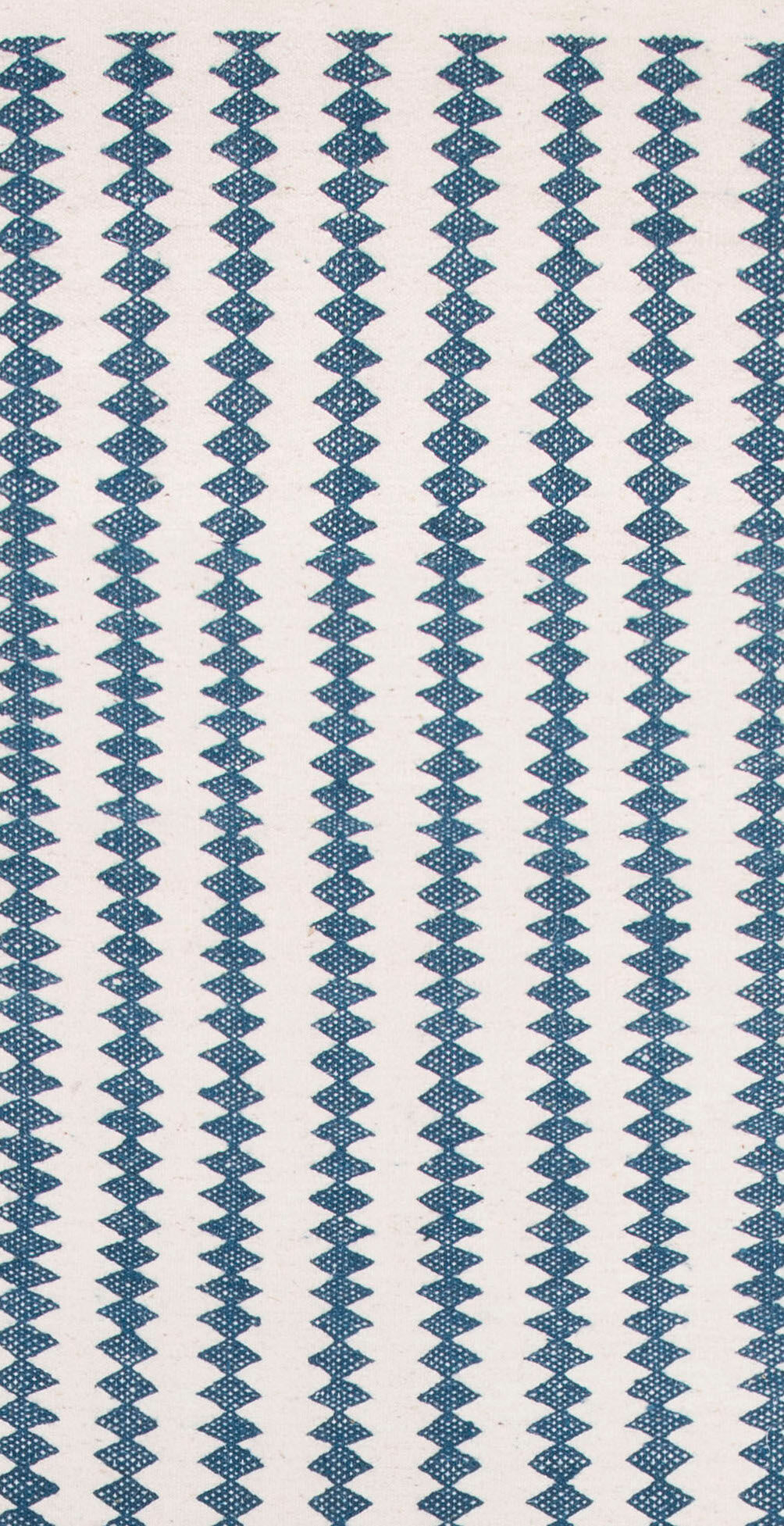Tapis kilim berbere ecru avec losanges bleus 280 x 70 cm