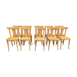 Set of 10 bistro chairs in light beech.