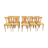 Set of 10 bistro chairs in light beech.