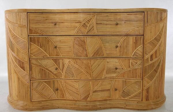 Commode « feuilles » en rotin