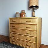 Rattan chest of drawers and woven wicker