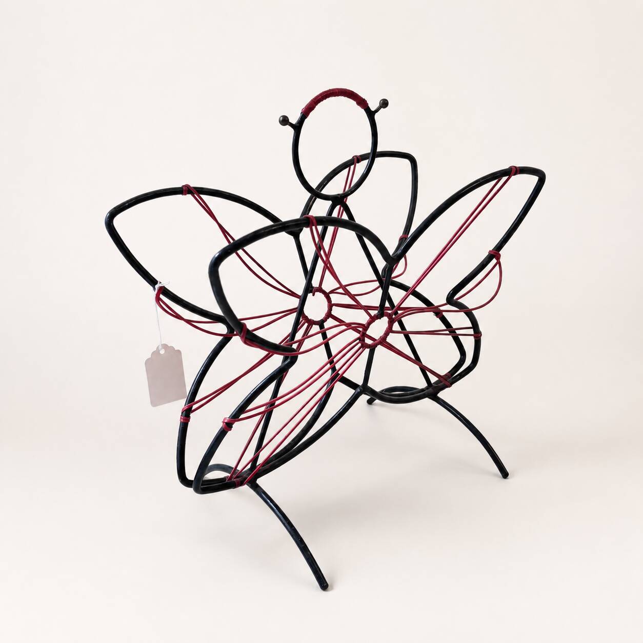 Butterfly magazine rack in metal wire, 1950s-60s