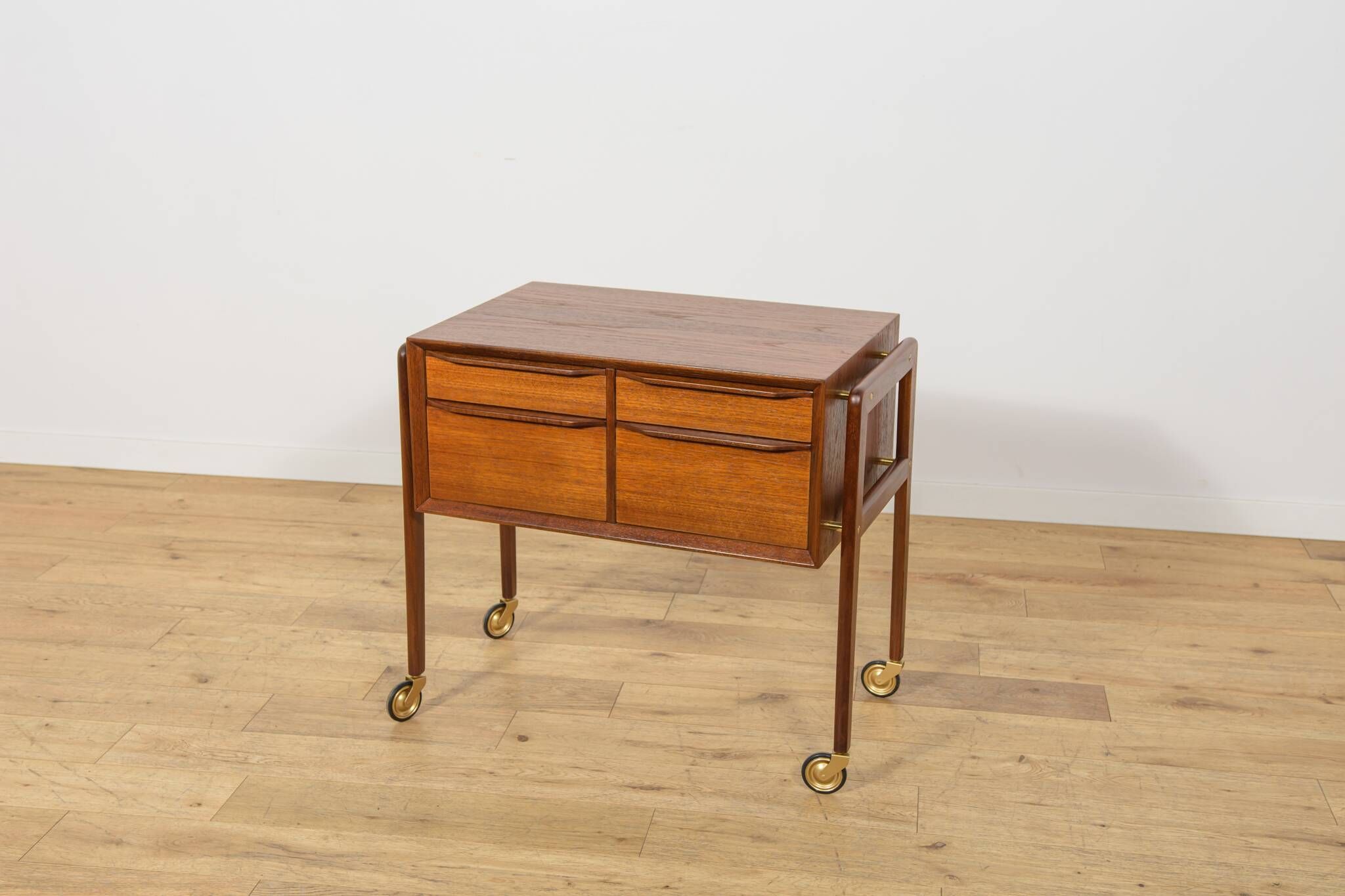 Mid-Century Teak Serving Trolley on Castors, Denmark, 1960s