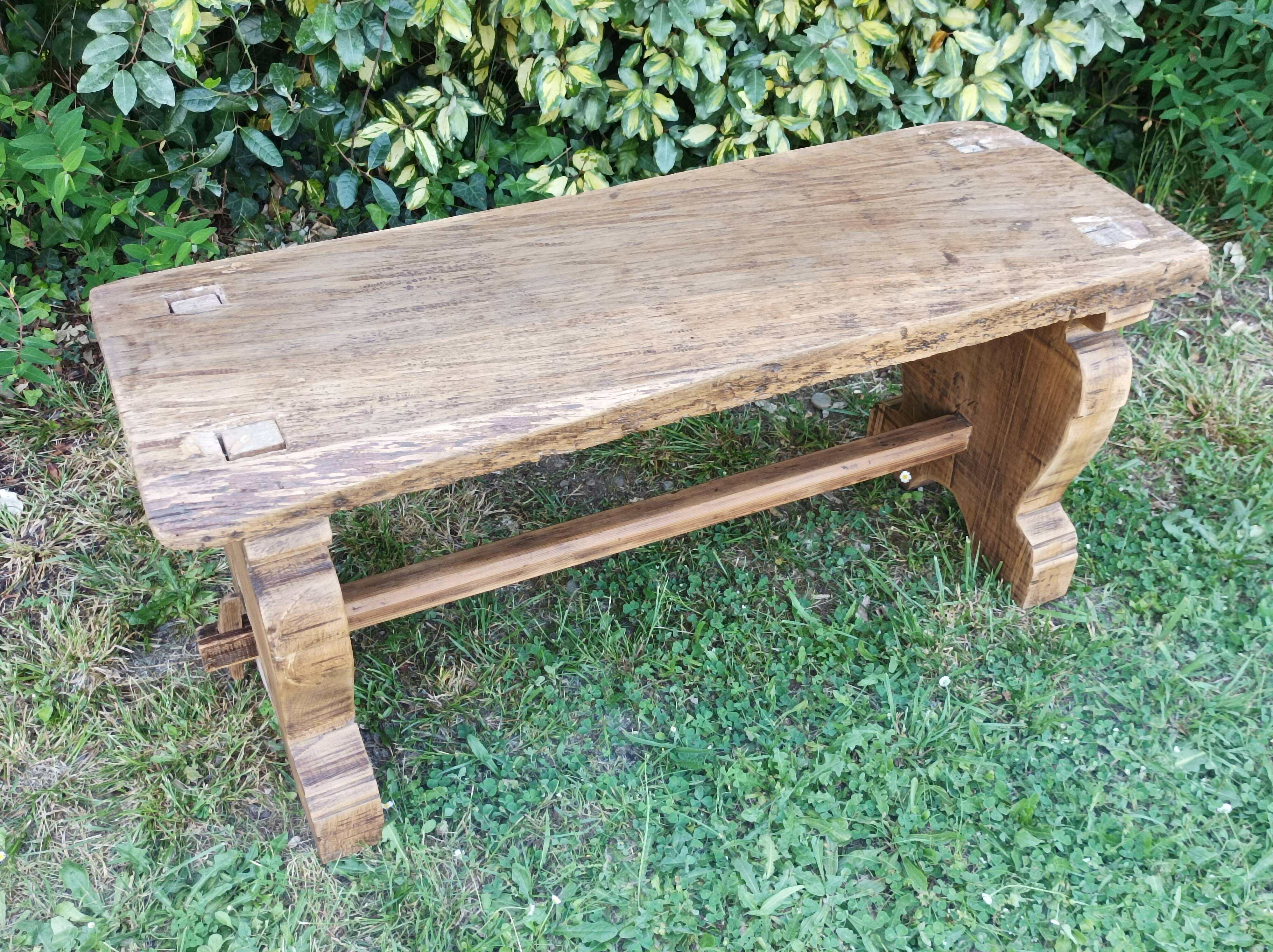 Brutalist oak bench