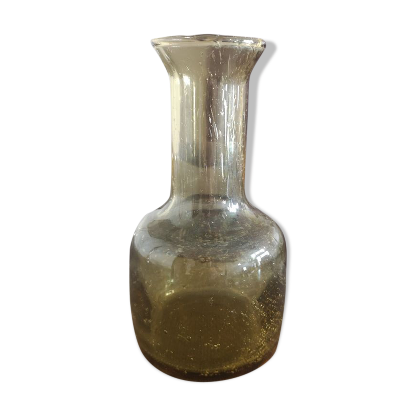 Vase / pitcher in amber yellow bubbled glass - 1970s