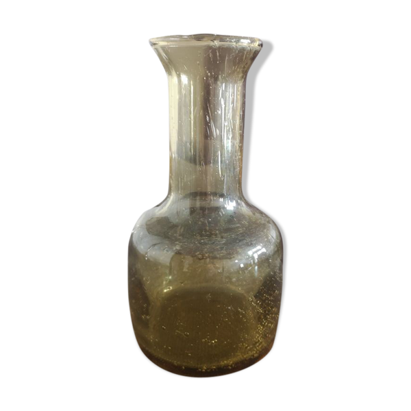 Vase / pichet en verre bullé jaune ambré - années 1970