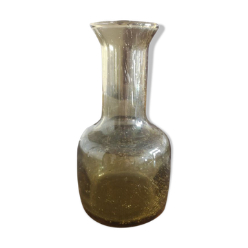 Vase / pichet en verre bullé jaune ambré - années 1970