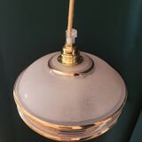 Frosted glass saucer lamp with golden edges