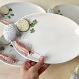 Vintage Italian majolica plates, seafood plates.