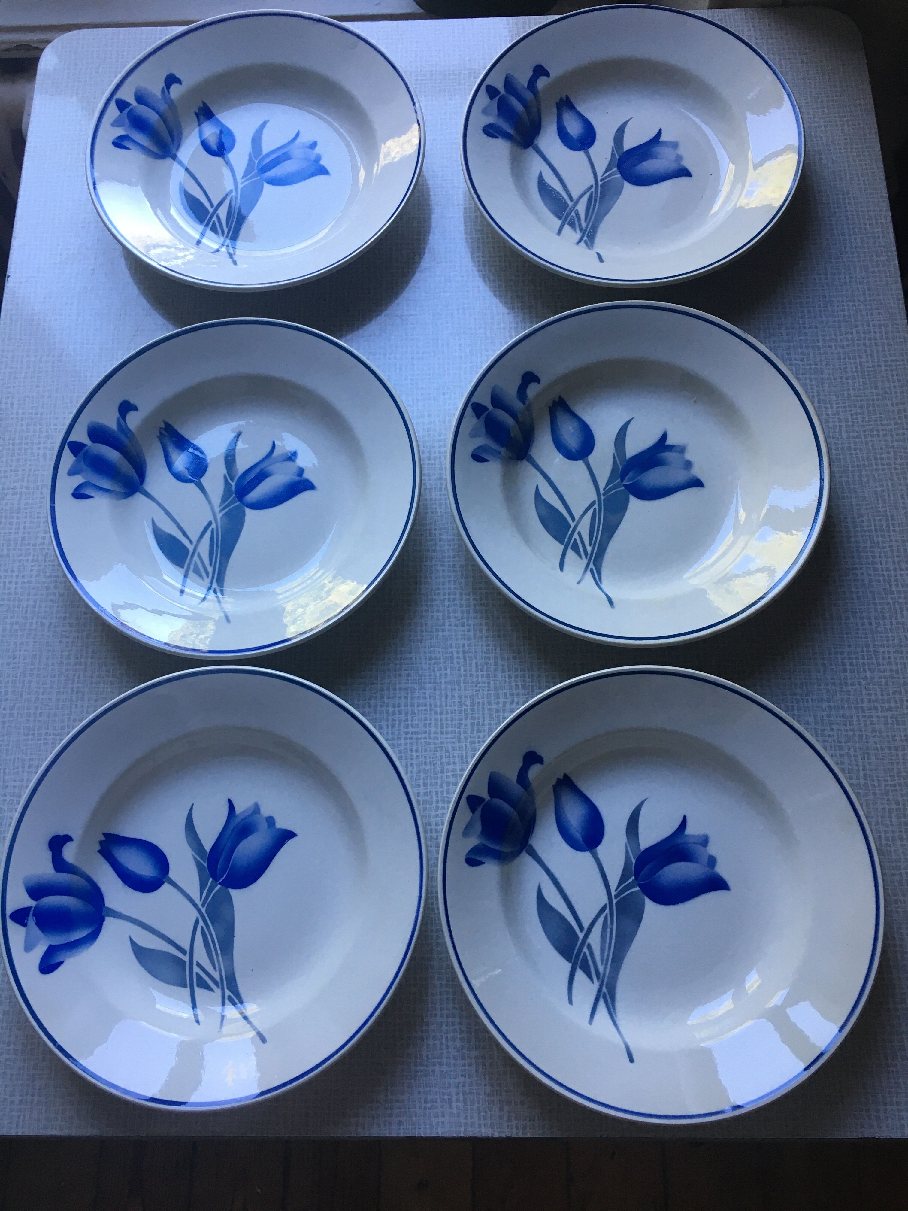 Set of 6 deep plates, Simone Moulin des Loups model