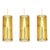 Lot de 3 suspensions cylindriques en laiton perforé, Suède années 1960