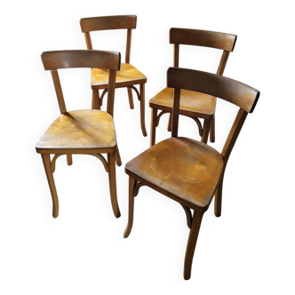 4 chaises de bistrot Émile Baumann, années 50