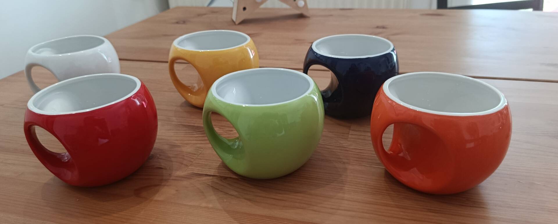 Set of 6 large mugs Pradel France – retro pop / Space Age design – mu