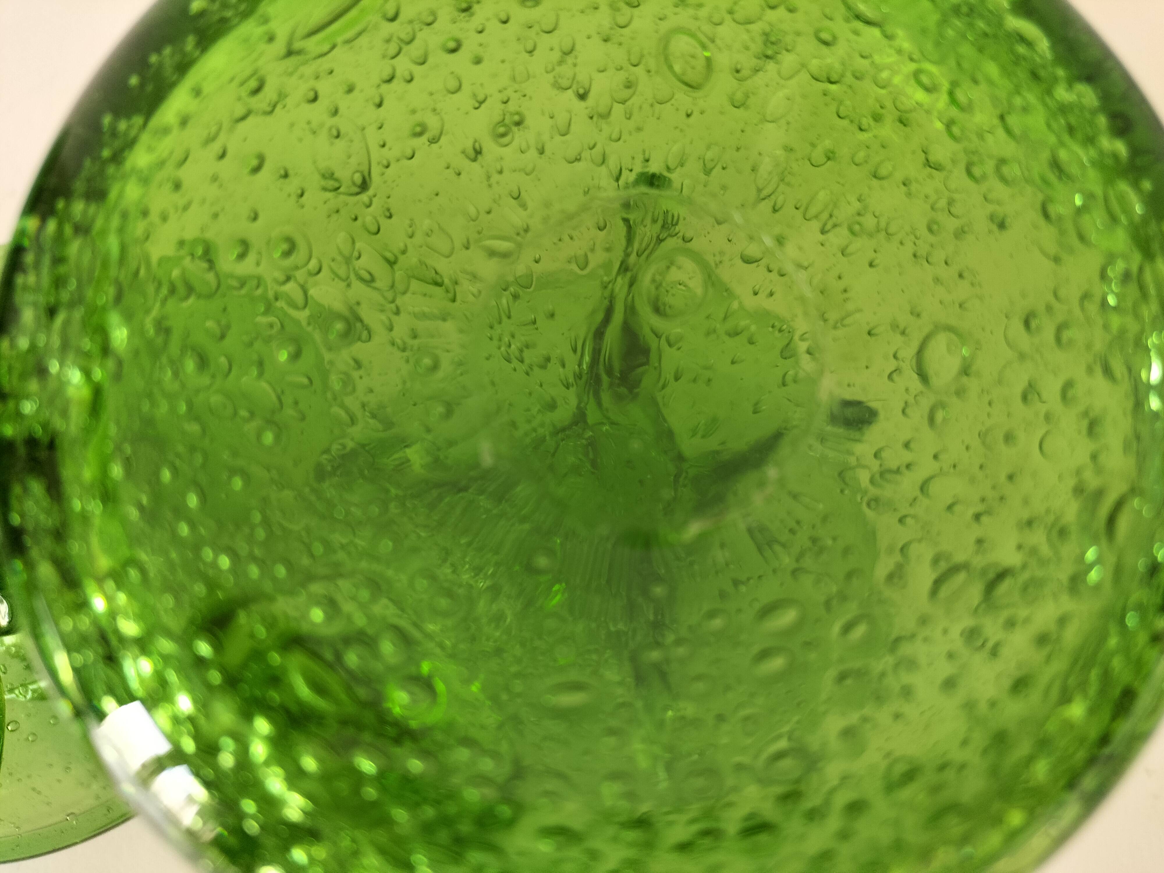 Duo de bougeoirs en verre bullé vert – Verrerie de Biot