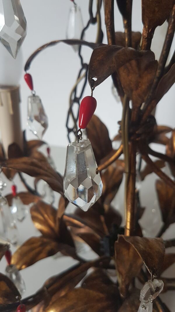 Lustre en métal doré et pampilles