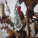 Lustre en métal doré et pampilles