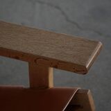 Pair of oak and leather hunting chairs by Kurt Østervig, modern Danish style from the 1960s.