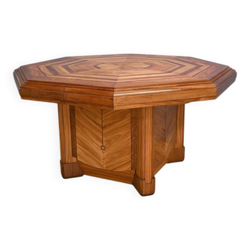 Table à Allonges Octogonale en Bois de Rose et Acajou, style Art Déco – 1920