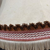 Pair of antique fabric lampshades with fringe