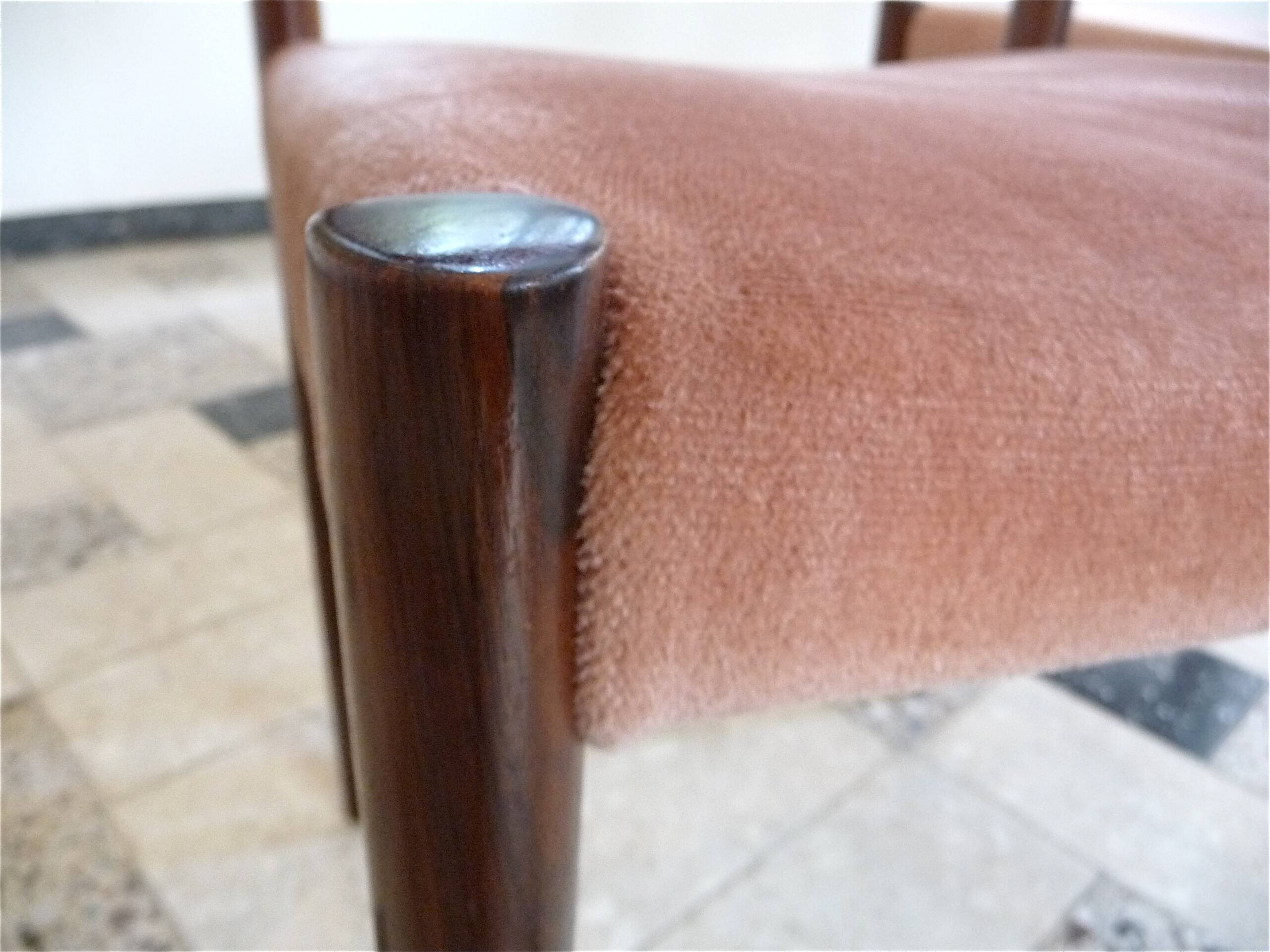 Set of 4 Velvet Dining Chairs in Walnut from Lübke, Germany 1960s