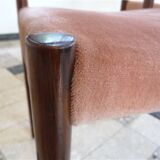 Set of 4 Velvet Dining Chairs in Walnut from Lübke, Germany 1960s