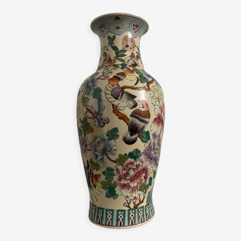 Chinese baluster vase 19th birds / flowers