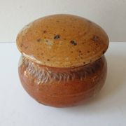 Pyrite stoneware ceramic candy box signed A (Signature to be identified)