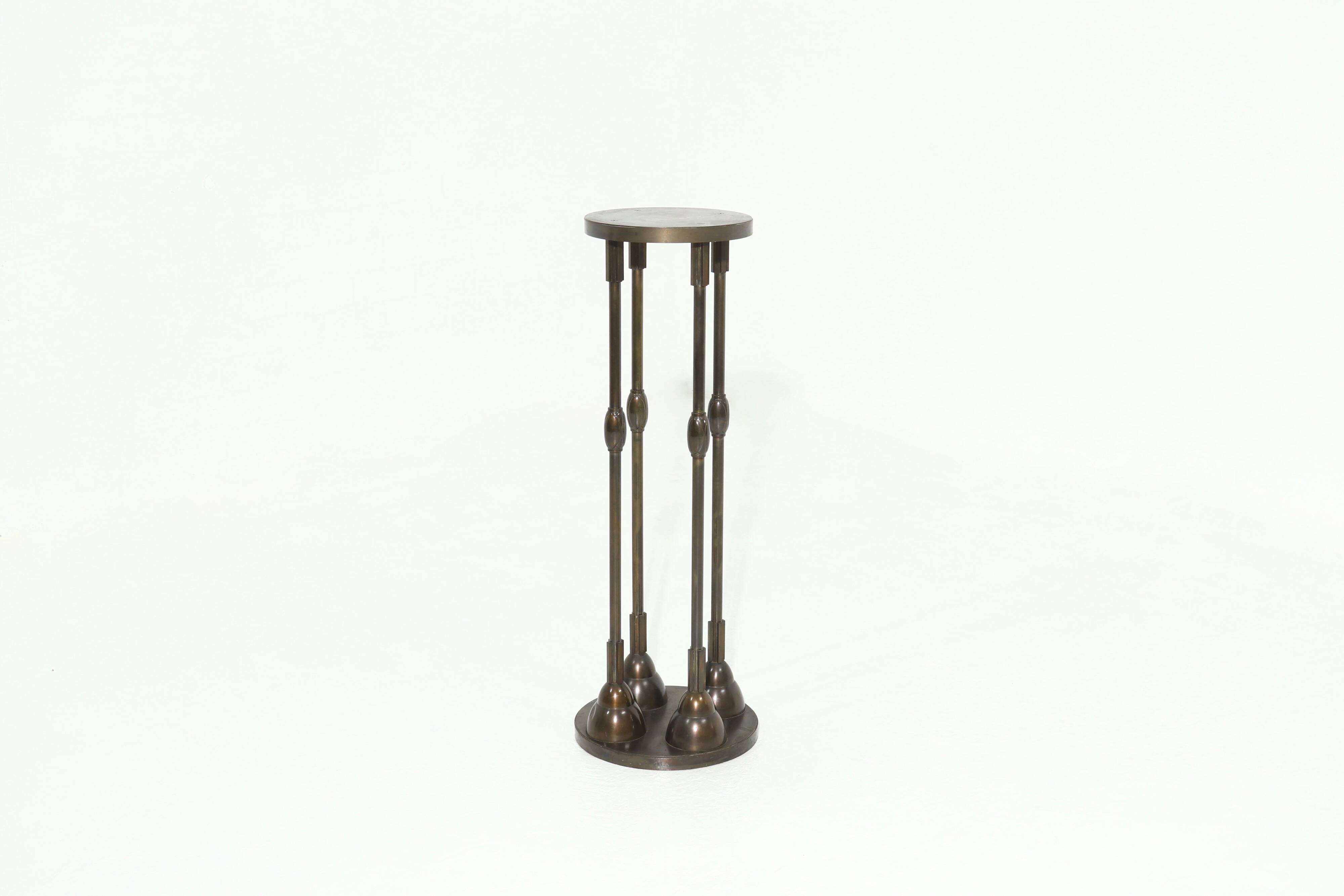 Art Deco Bronze Pedestal Side Table 1930s