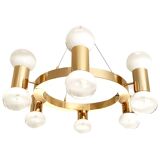 Annular chandelier with gradient white spheres