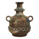 Vase amphore en céramique bleue, brune, verte et blanche, années 1970