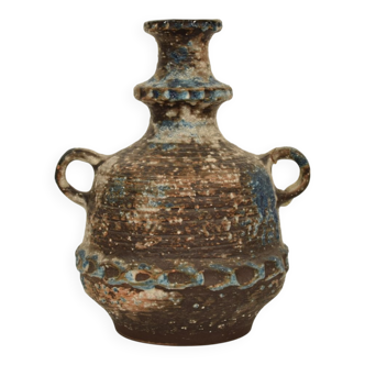 German Blue, Brown, Green & White Ceramic Amphora Vase, 1970s