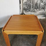 Square coffee table in light oak design 1970