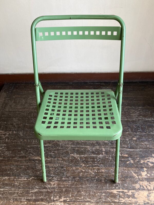 Chaise de jardin en tôle perforée 1950