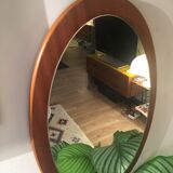 Mirror Scandinavian teak oval 36x57cm