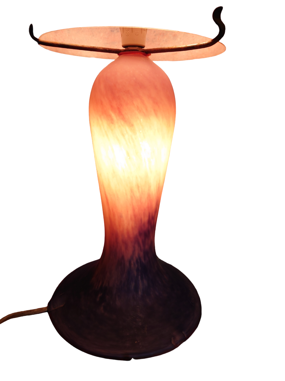 Lampe champignon en verre marmoréens 1930/1950