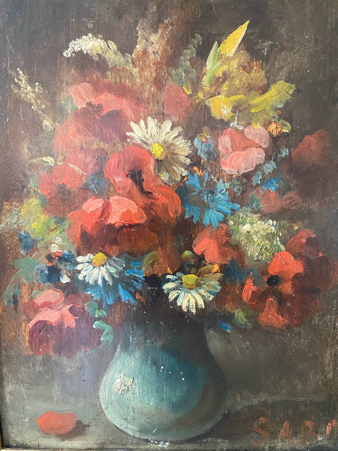 Bouquet of flowers from the 19th century signed