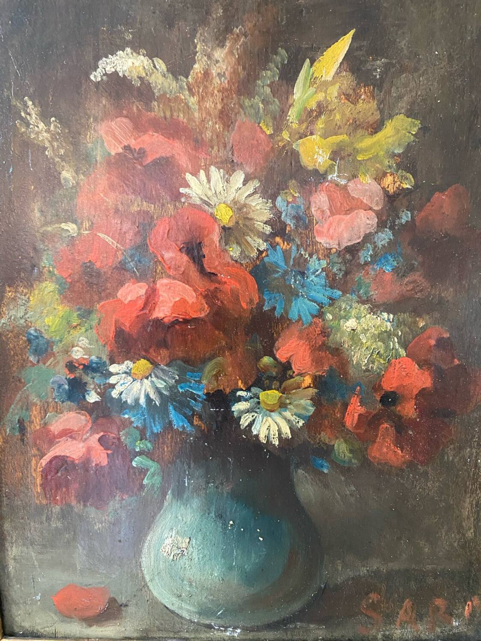 Bouquet of flowers from the 19th century signed