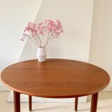 Round teak dining table Scandinavian design