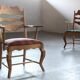 Vintage Brutalist Oak Razorblade Red Striped Armchair by H. Kjærnulf, 1960s