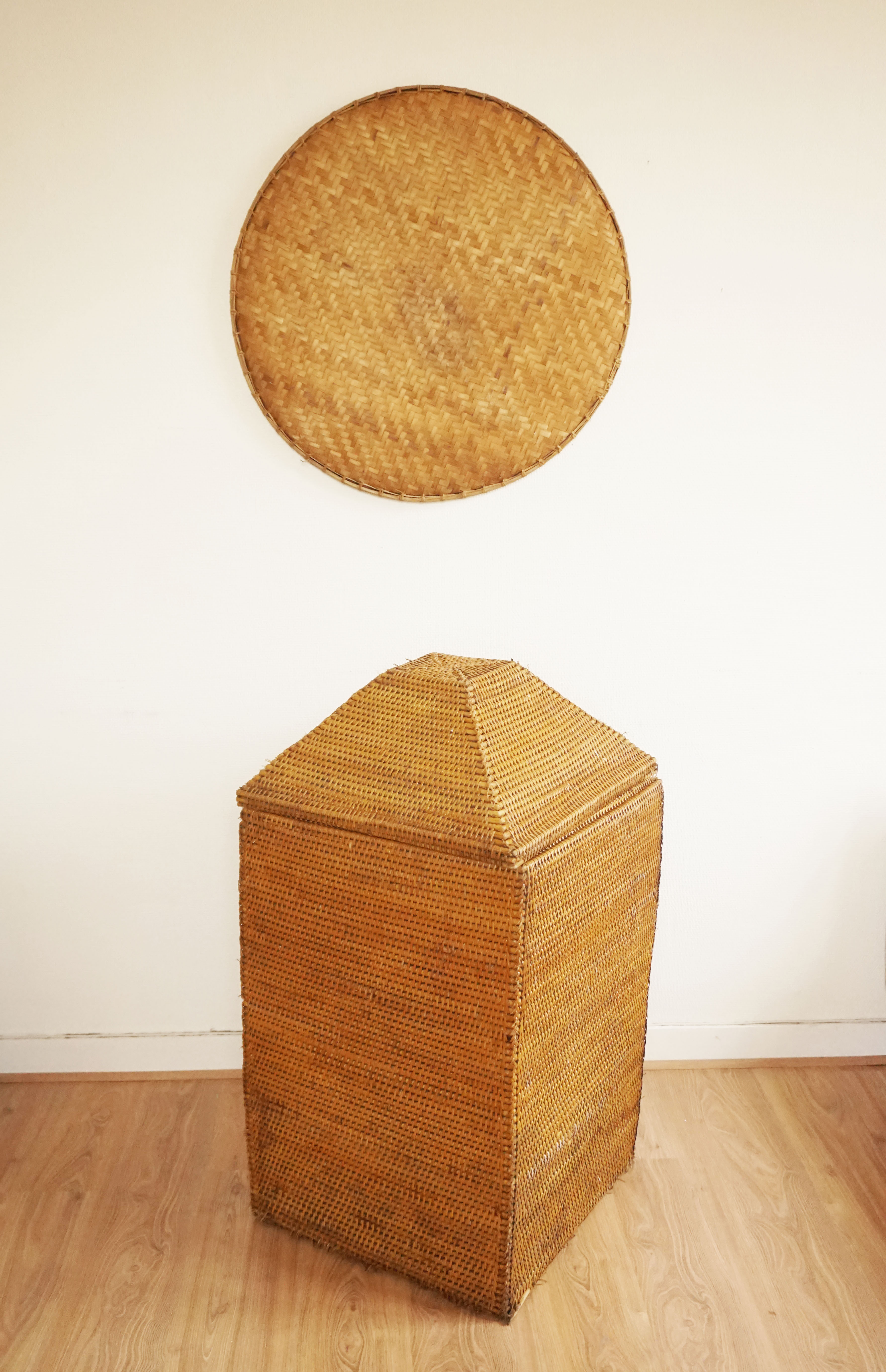 Vintage rattan and wicker storage box