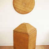 Vintage rattan and wicker storage box