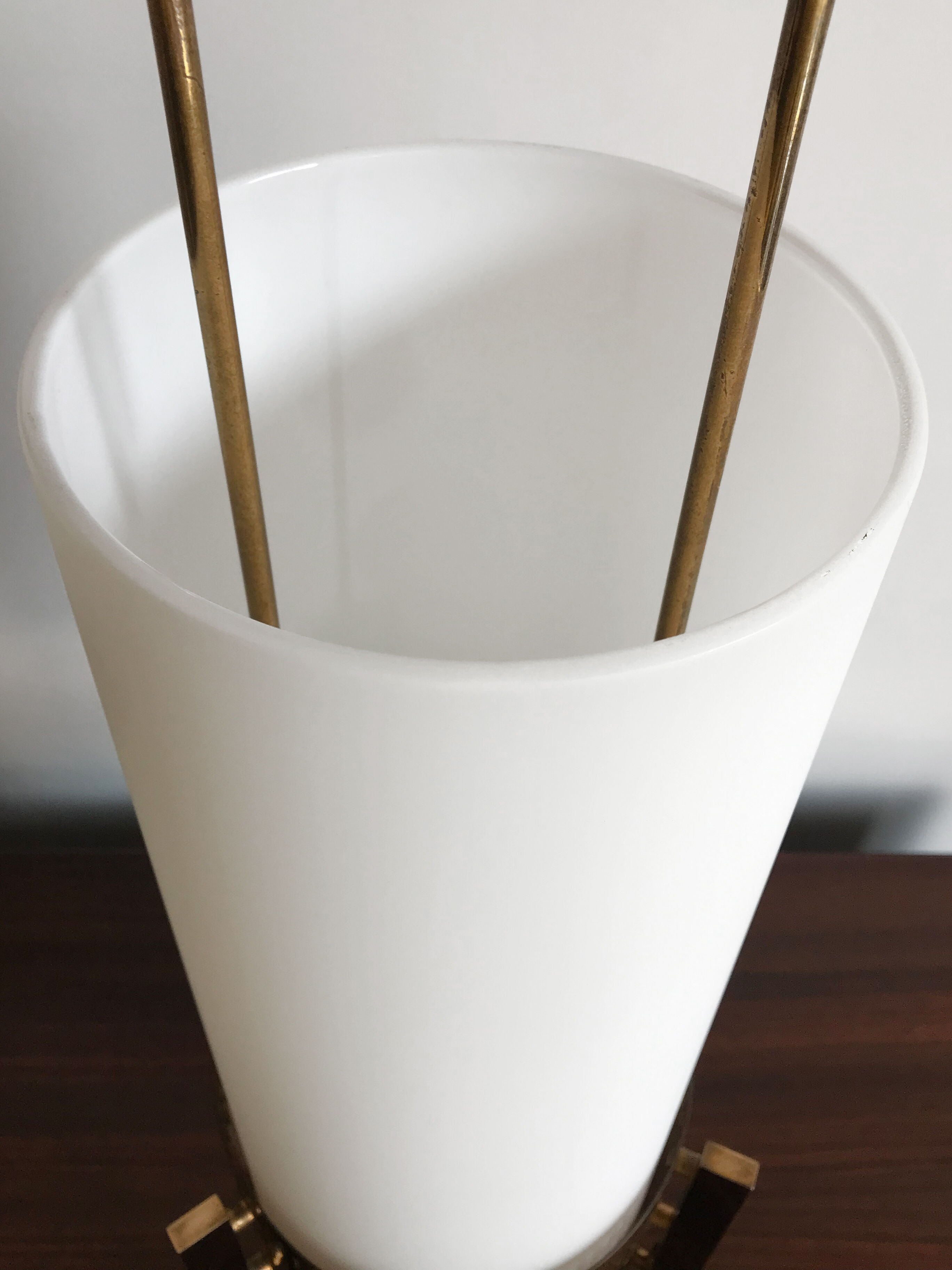 Stilnovo Italian brass glass table lamp 1950s