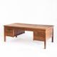 Large vintage two-seater desk. Solid chestnut wood. Restored. France, 1940s