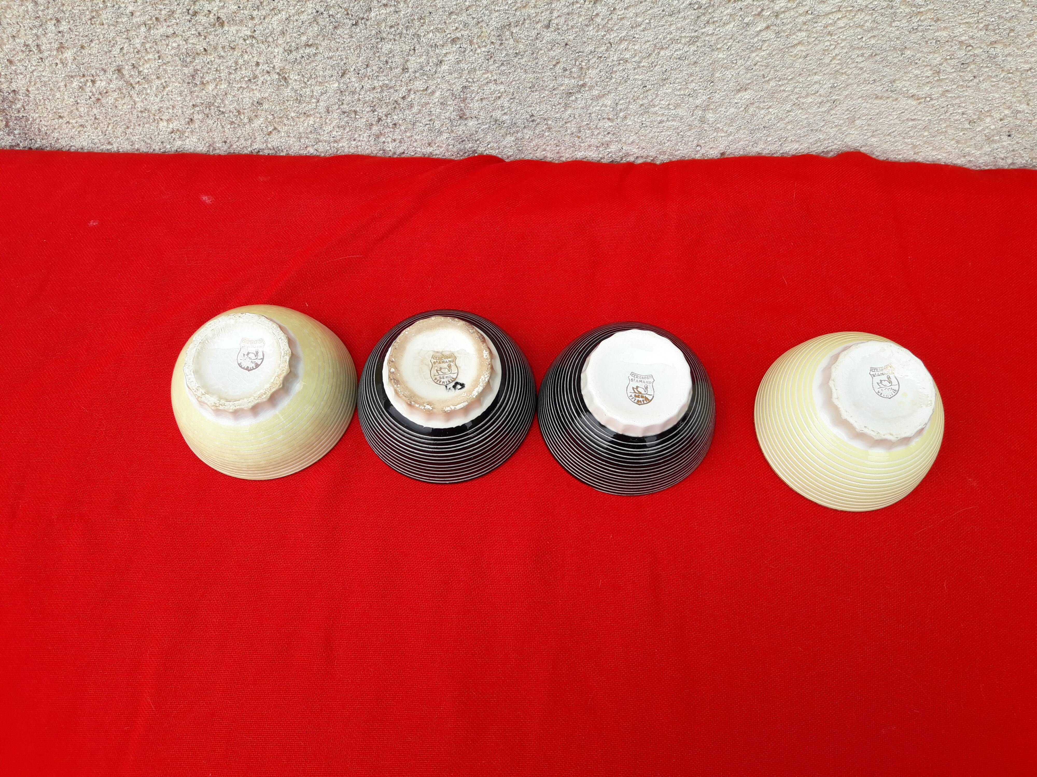 4 semi-vitrified bowls Ceranord Saint Amand diam 8.5 cm