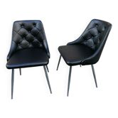 Chaises de bureau skaï et chrome 1970