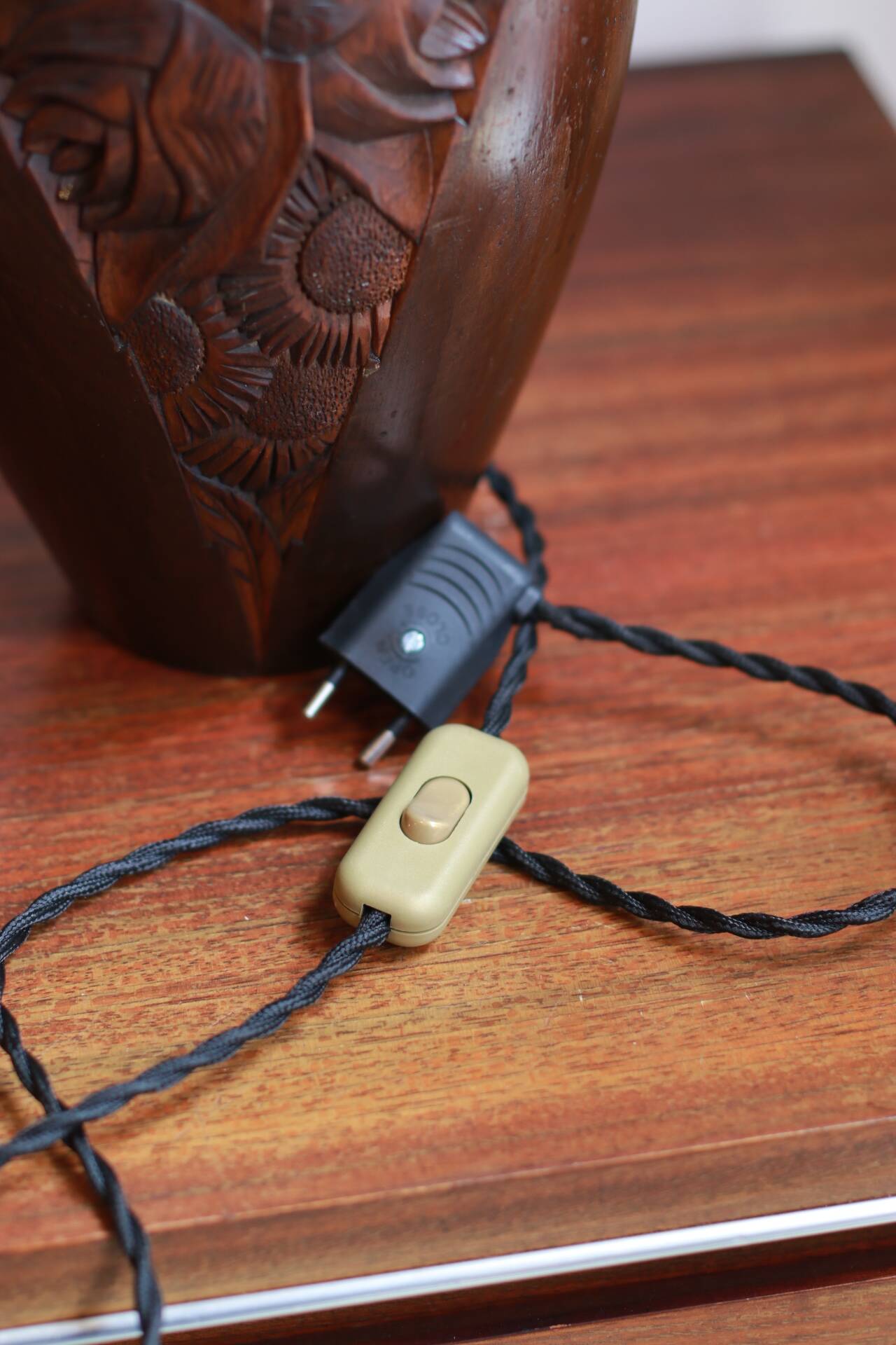 Art Deco carved wooden lamp base