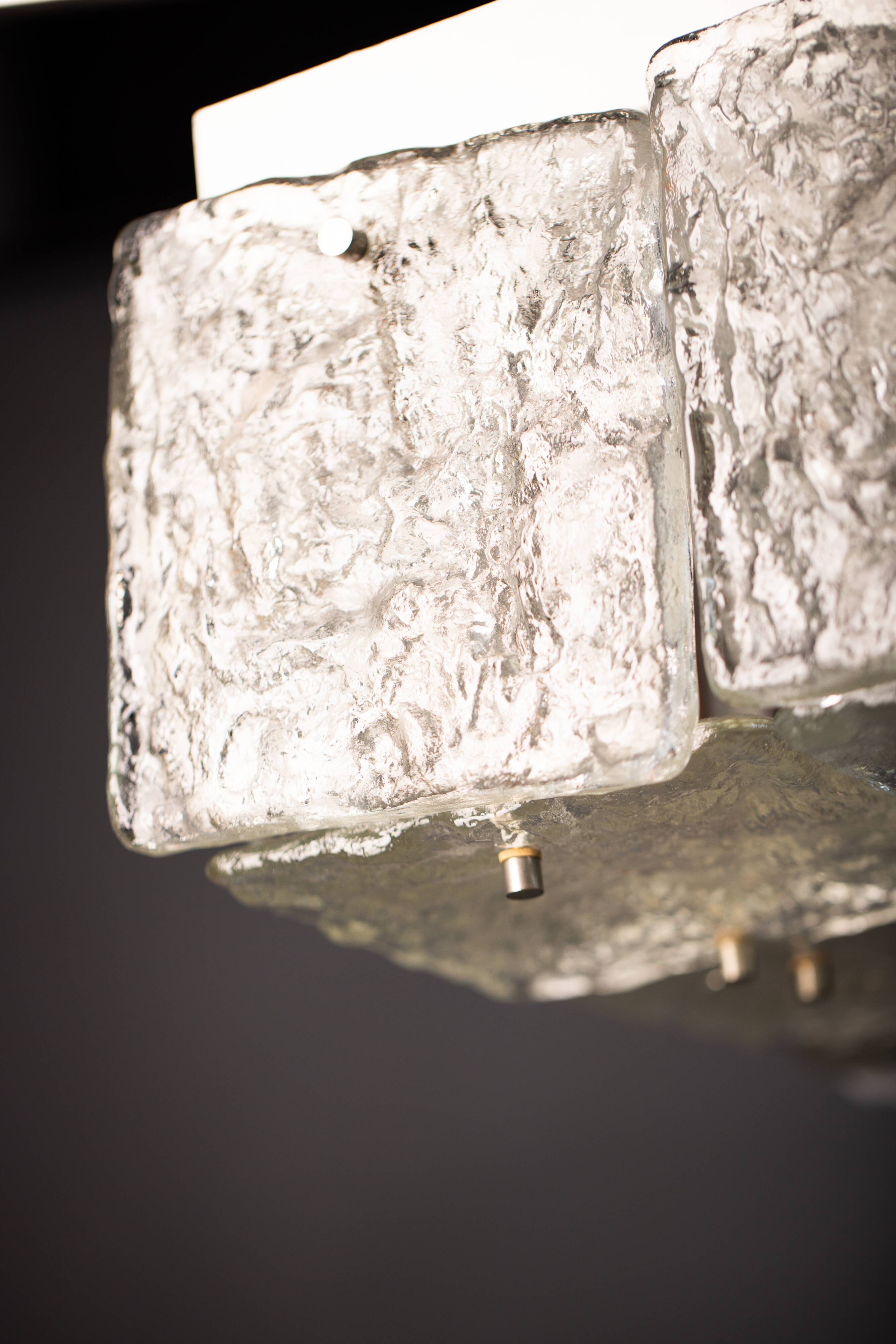 Large Vintage J.T. Kalmar Glass Flush Mount - 1960s Austrian Ceiling Light