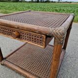 Table de chevet vintage en rotin