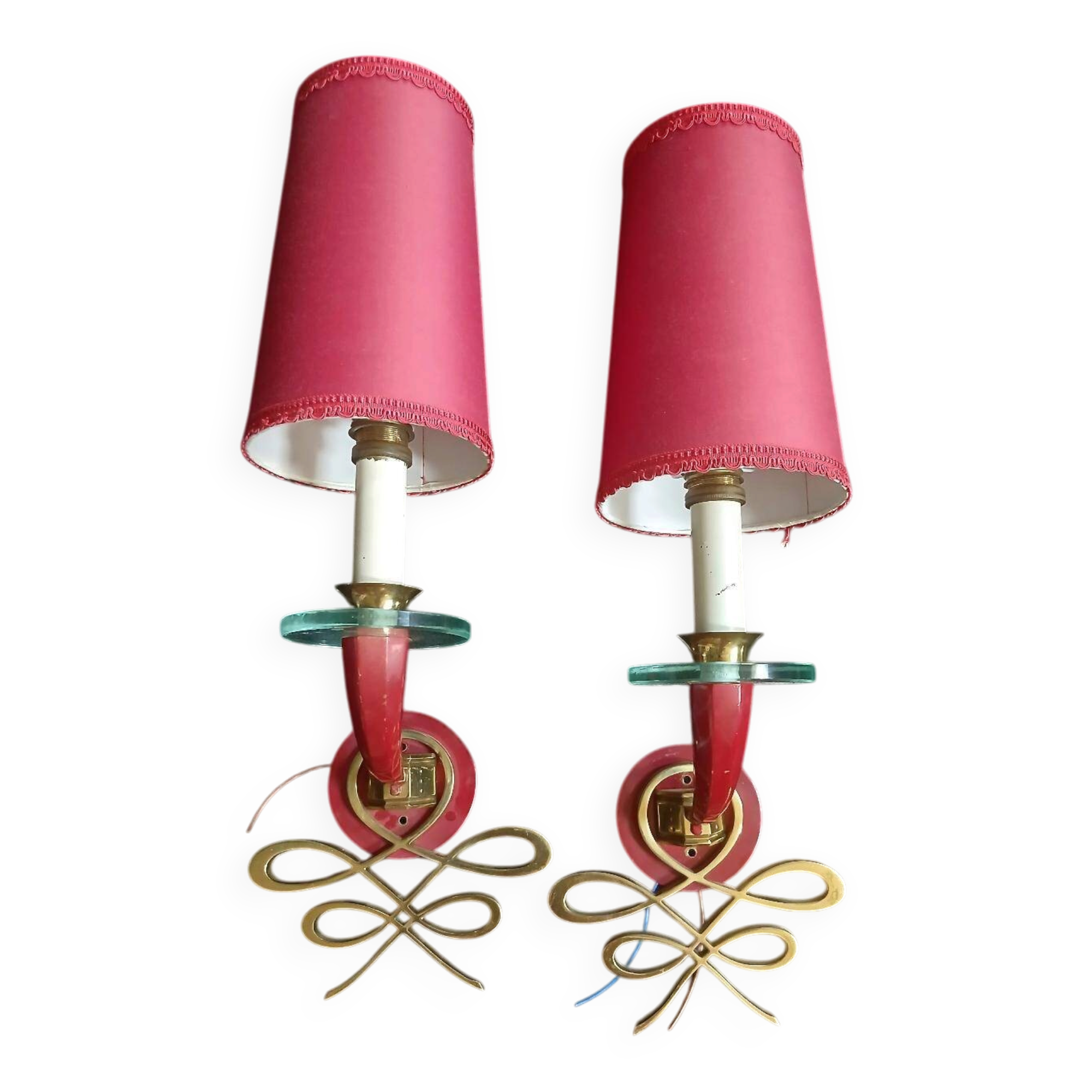 Appliques bronze et verre jules leleu art deco