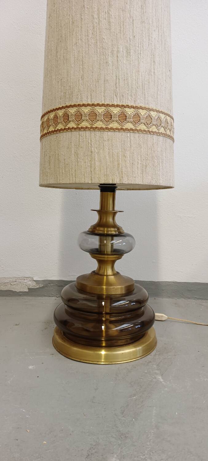 Glass and brass floor lamp